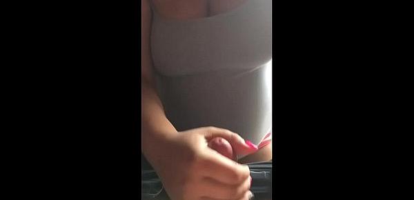 Teasing a dick and milking my tits.